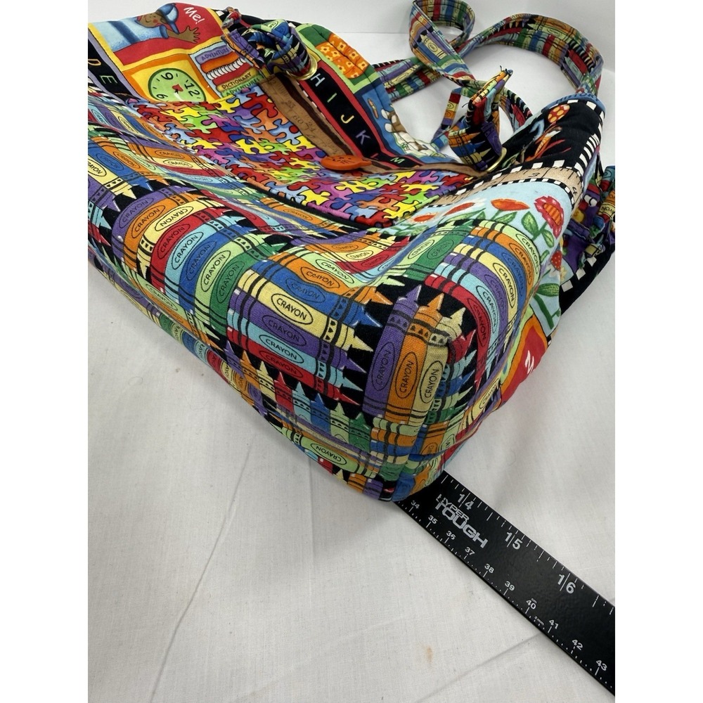 Vintage Teacher Tote Bag ABC Crayon School Theme Cotton Canvas 13.5x10.5 Exc Con - Picture 16 of 16